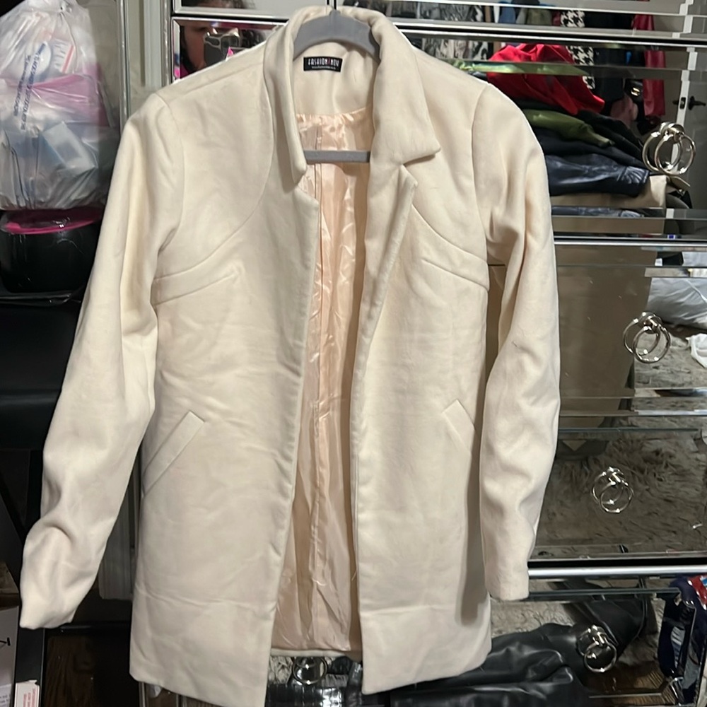 Fashion Nova Faux Wool Ivory Peacoat